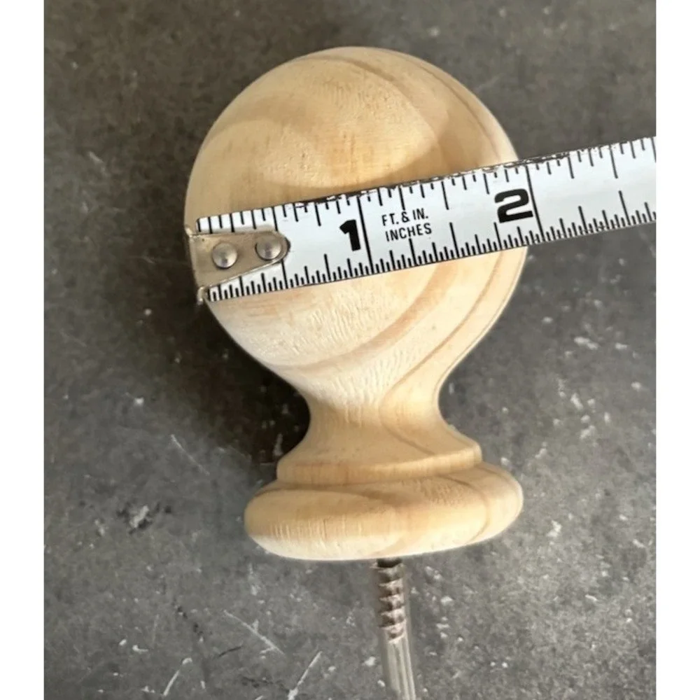 Wood Ball Finials for 1&3/8 inch Drapery Rods Unfinished Set Of 4 (2 Pair)